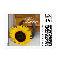 Sunflower and Horseshoe Country Love Wedding Stamps