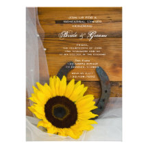 Sunflower and Horseshoe Country Rehearsal Dinner Custom Invitations