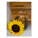 Sunflower and Horseshoe Country Thank You Note Greeting Cards