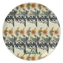 Sunflower and iron dinner plates