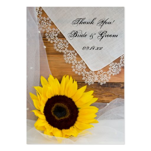 Sunflower and Lace Country Wedding Favor Tags Business Card (front side)
