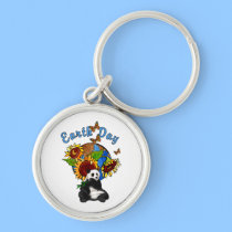 Sunflower and Panda Earth keychains