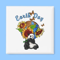 Sunflower and Panda Earth magnets