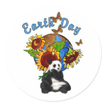 Sunflower and Panda Earth Sticker