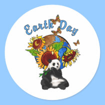 Sunflower and Panda Earth stickers