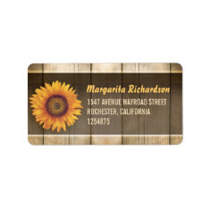 sunflower and rustic wood address labels