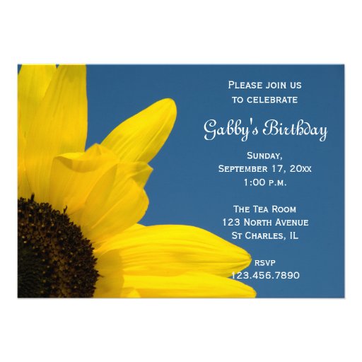 Sunflower and Sky Birthday Party Invitation