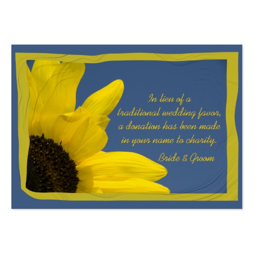 Sunflower  and Sky Wedding Charity Favor Card Business Card (front side)