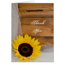 Sunflower and Veil Country Thank You Note Card