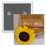 Sunflower and Veil Country Wedding Button