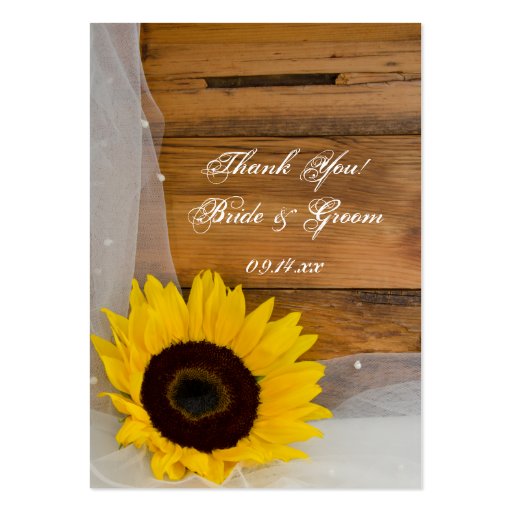 Sunflower and Veil Country Wedding Favor Tags Business Card