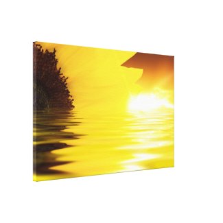 Sunflower and water close up with sunshine stretched canvas prints