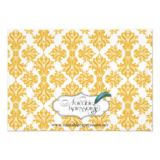 Sunflower and White Damask Wedding Rehearsal Personalized Invitations