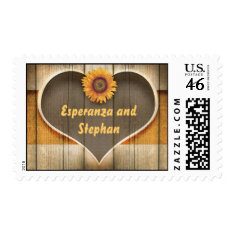 sunflower and wood heart postage stamps