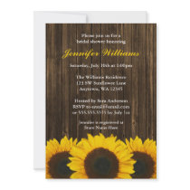 Sunflower Barn Wood Bridal Shower Custom Invitations