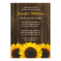 Sunflower Barn Wood Bridal Shower Custom Invitations