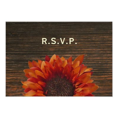 Sunflower & Barnwood Rustic Wedding RSVP Personalized Announcement