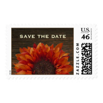 Sunflower & Barnwood Rustic Wedding Save The Date Postage Stamps