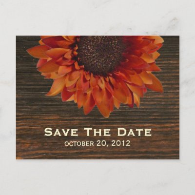 Sunflower &amp; Barnwood Save The Date Postcard