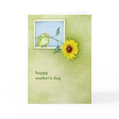Sunflower Bird Mother's Day Card by floatinglemons