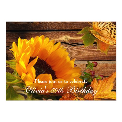 Sunflower Birthday Invitations Rustic Country Fall