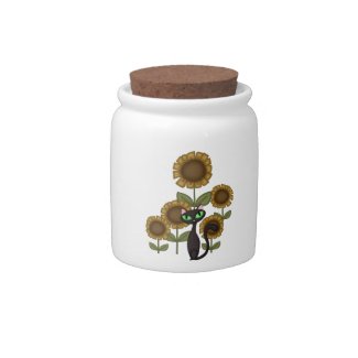 Sunflower Black Cat Candy Jars