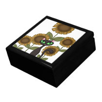 Sunflower Black Cat Keepsake Boxes