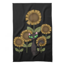 Sunflower Black Cat Towel