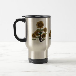 Sunflower Black Cat Mugs