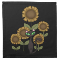 Sunflower Black Cat Printed Napkins