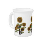 Sunflower Black Cat Beverage Pitcher