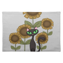 Sunflower Black Cat Place Mats