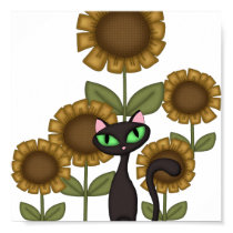 Sunflower Black Cat Poster
