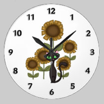 Sunflower Black Cat wall clocks