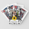 Sunflower Black White Damask Wedding Playing Cards