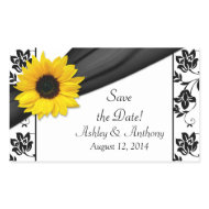 Sunflower Black White Damask Wedding Stickers sticker