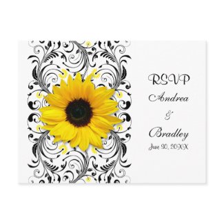 Sunflower Black & White Floral RSVP Postcard postcard