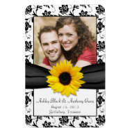 Sunflower Black White Floral Wedding Photo Magnet premiumfleximagnet
