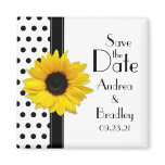 Sunflower Black White Polka Dot Save the Date Refrigerator Magnets
