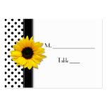 Sunflower Black White Polka Dot Wedding Place Card Business Card