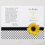 Sunflower Black White Polka Dot Wedding Program Flyer
