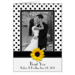 Sunflower Black White Polka Dot Wedding Thank You Greeting Card