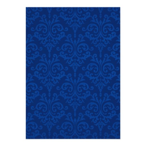 Sunflower Blue Damask Bridal Shower Invitation