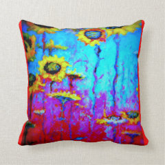 Sunflower Blue Moonlight  Mystic Pillow by Sharles Throw Pillows