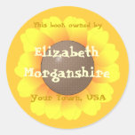 Sunflower Bookplate Round Stickers