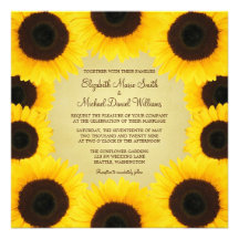 Sunflower Border Wedding Custom Invites