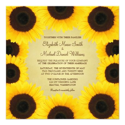 Sunflower Border Wedding Custom Invites