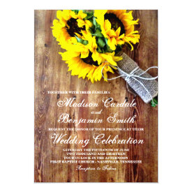 Sunflower Bouquet Rustic Country Wedding Invites