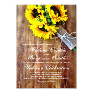 Sunflower Bouquet Rustic Country Wedding Invites