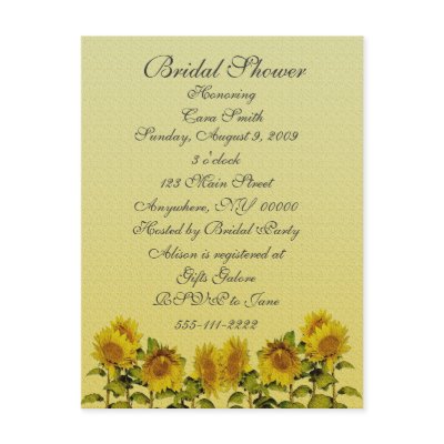 Wedding Shower Accessories on Sunflower Bridal Shower Invitations   Cheap Bridal Shower Invitations